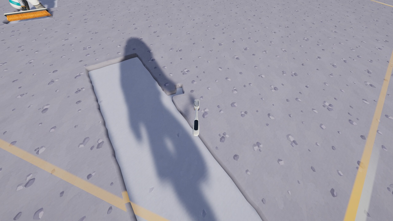 A long freshly cleaned strip on dusty lunar ground